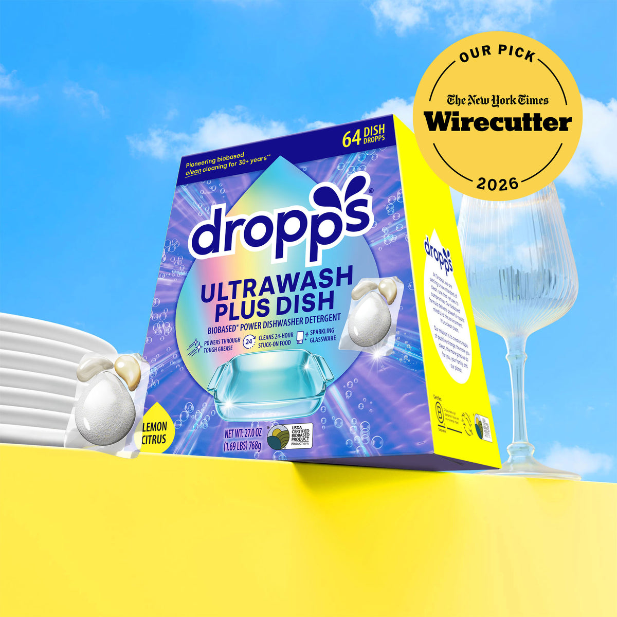 UltraWash Plus Biobased Power Dishwasher Detergent Pods, Lemon Citrus