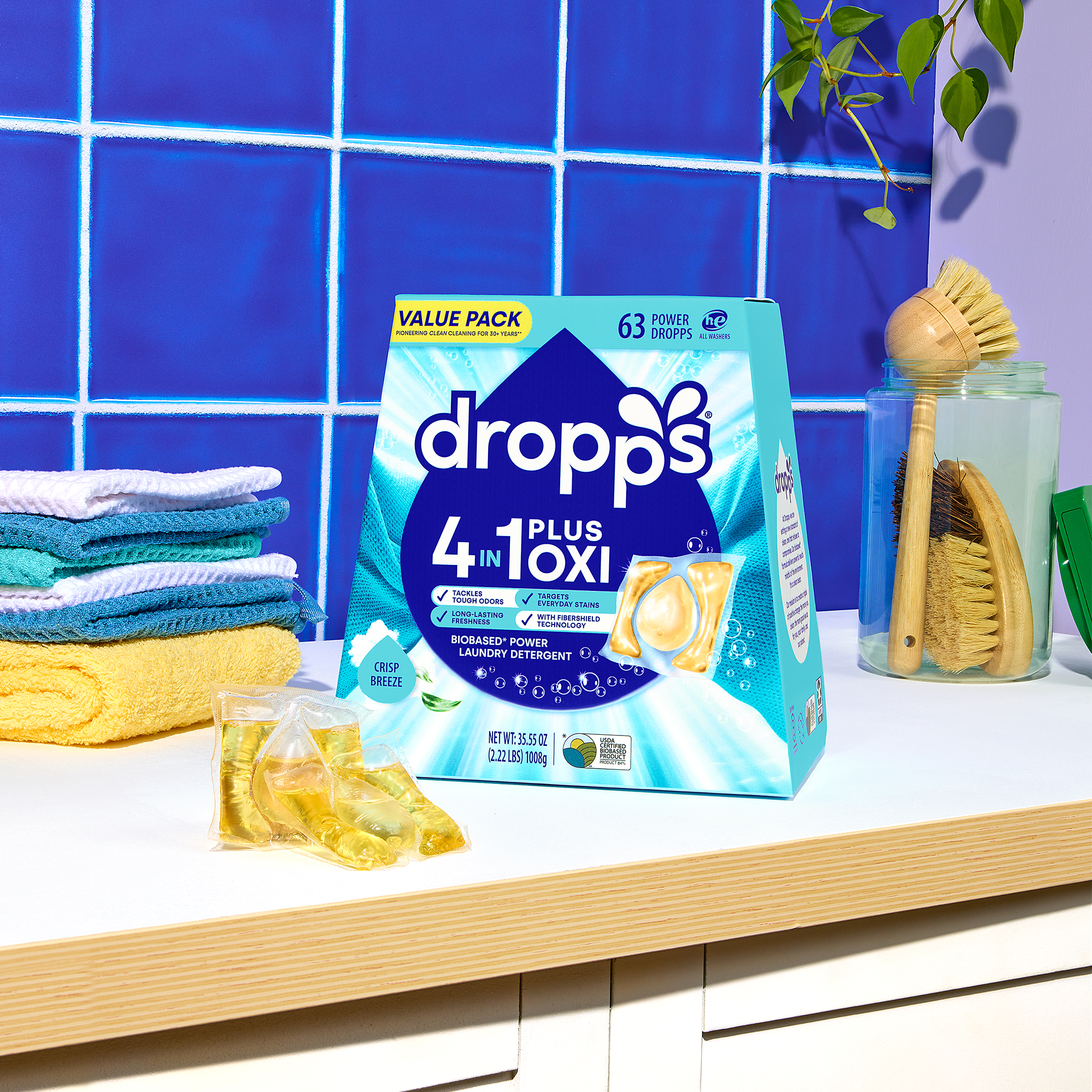 4-in-1 Plus Oxi Biobased Power Laundry Detergent Pods, Crisp Breeze