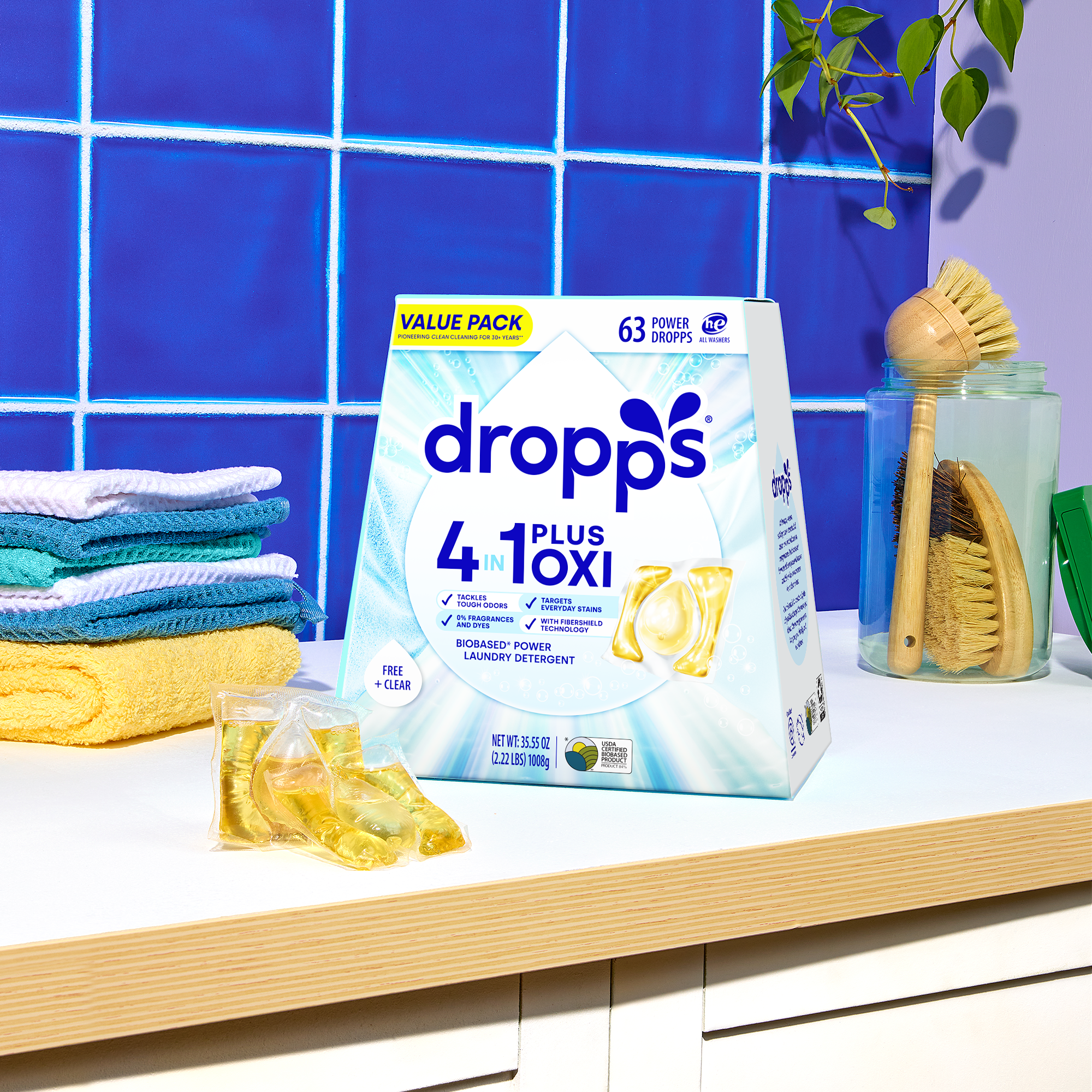 4-in-1 Plus Oxi Biobased Power Laundry Detergent Pods, Unscented