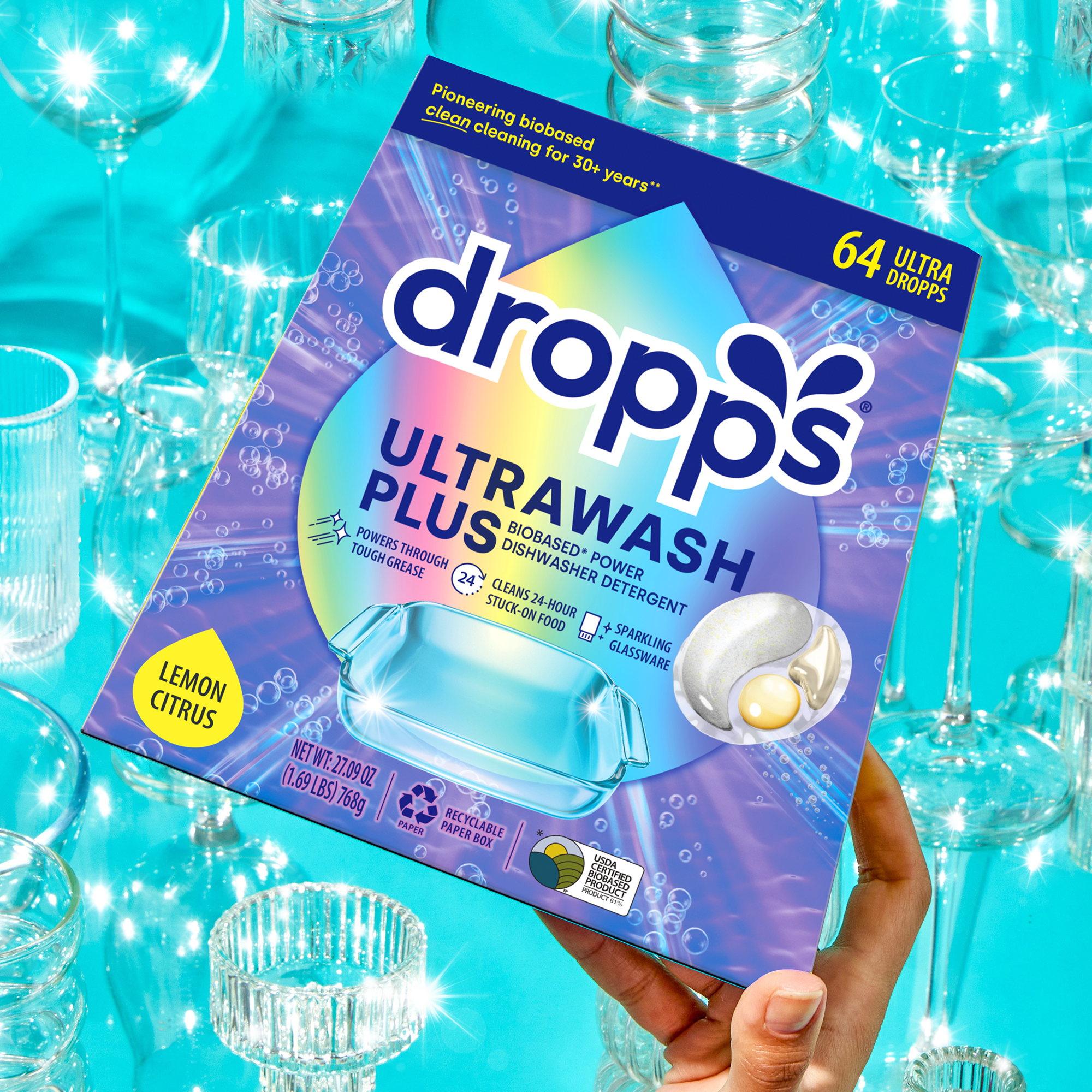 UltraWash Plus Biobased Power Dishwasher Detergent Pods, Lemon Citrus
