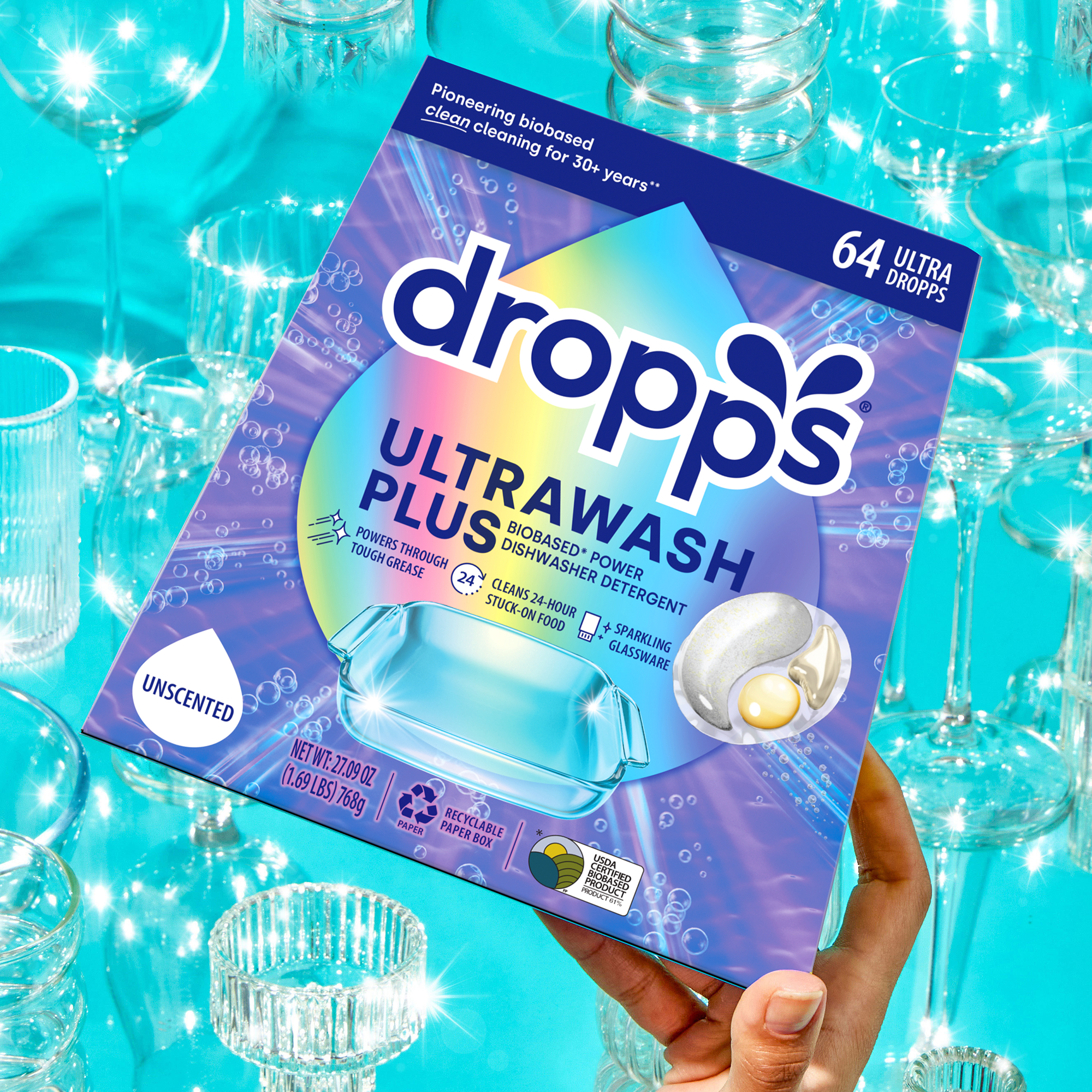 UltraWash Plus Biobased Power Dishwasher Detergent Pods, Unscented