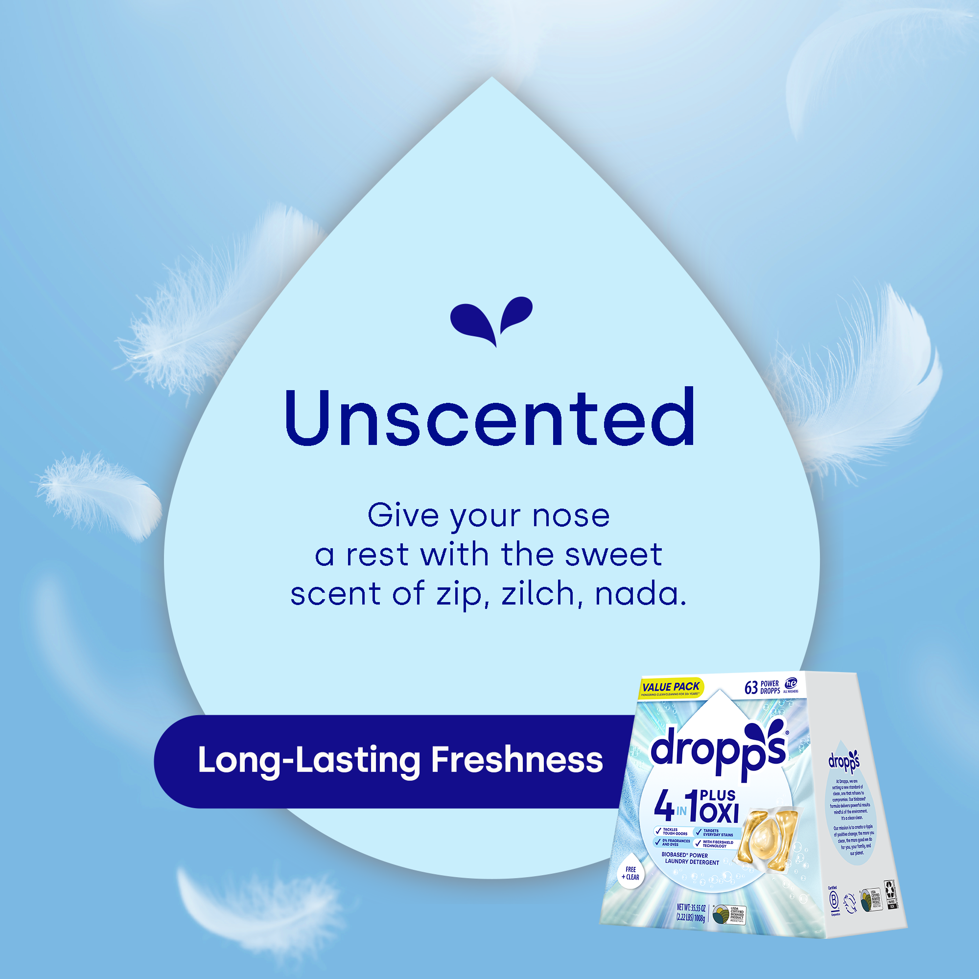 4-in-1 Plus Oxi Biobased Power Laundry Detergent Pods, Unscented