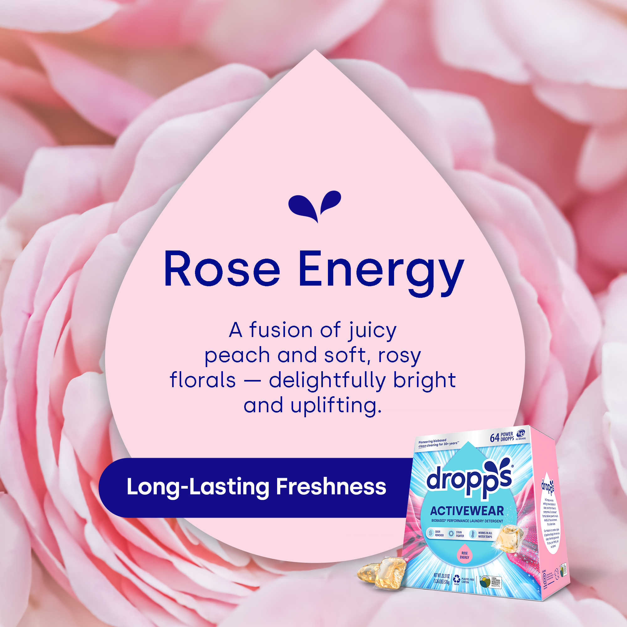 Activewear Laundry Detergent Pods, Rose Energy