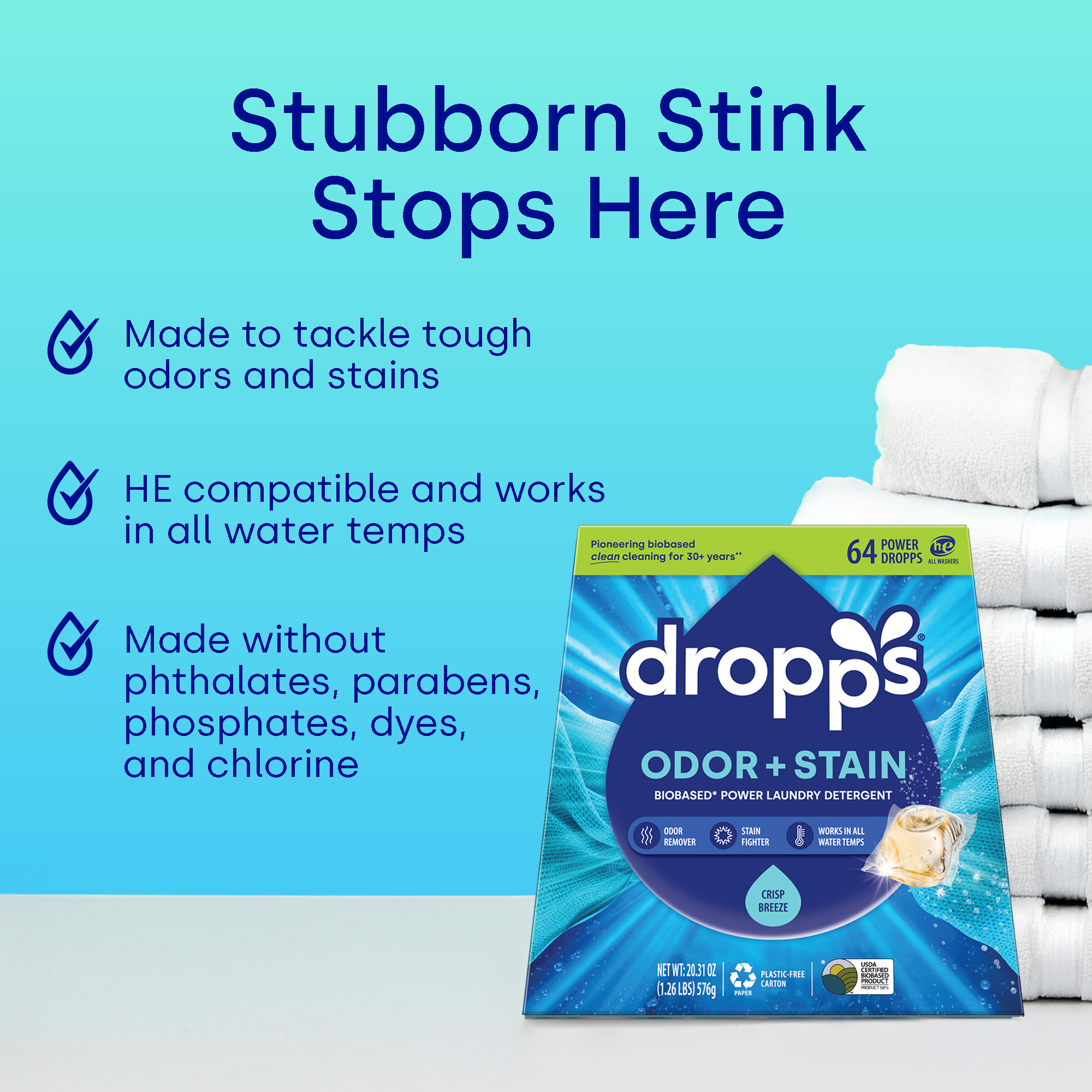 Odor & Stain Laundry Detergent Pods, Crisp Breeze – Dropps