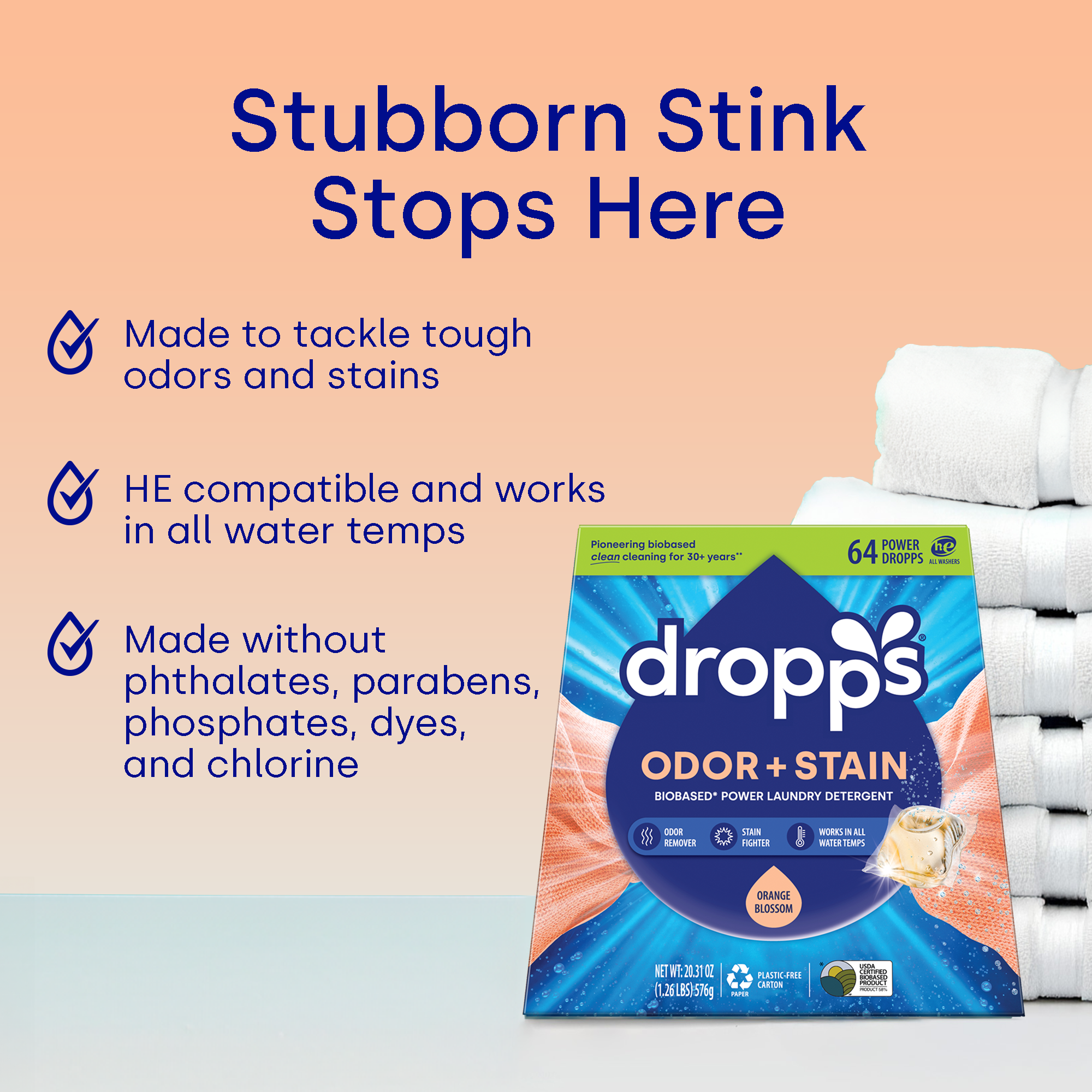 Odor & Stain Laundry Detergent Pods, Orange Blossom – Dropps
